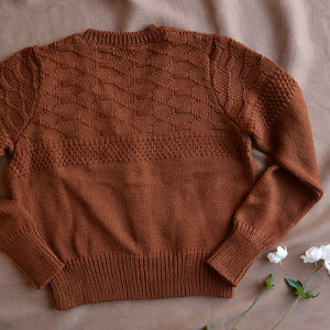 Women's Gansey Cardi - 100% Chunky Highland Wool - Gingerbread (S-L)
