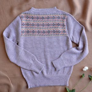 Women's Fairisle Vintage Yoke Sweater - 100% Baby Alpaca - Lavender (S-L)