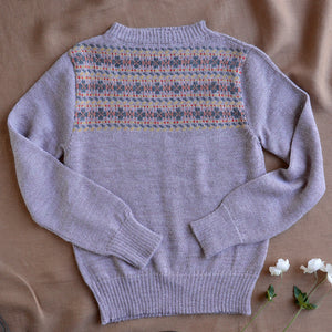 Women's Fairisle Vintage Yoke Sweater - 100% Baby Alpaca - Lavender (S-L)