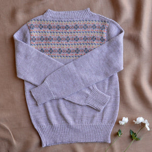 Women's Fairisle Vintage Yoke Sweater - 100% Baby Alpaca - Lavender (S-L)