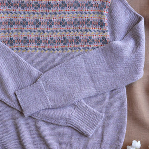Women's Fairisle Vintage Yoke Sweater - 100% Baby Alpaca - Lavender (S-L)
