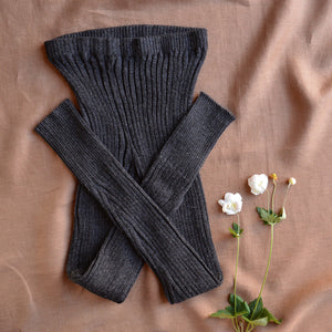 Women's High Waisted Knitted Rib Leggings - 100% Baby Alpaca - Charcoal (S-XL)