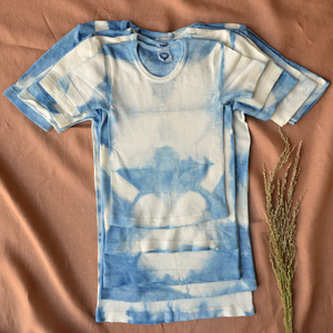 Child's Plant Dyed T-Shirt in 100% Organic Merino - Indigo Cloud (1-15y+)