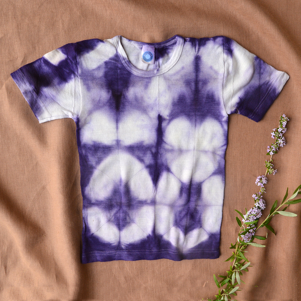 Child's Plant Dyed T-Shirt in 100% Organic Merino - Elderberry (13-15y+) *Last One!