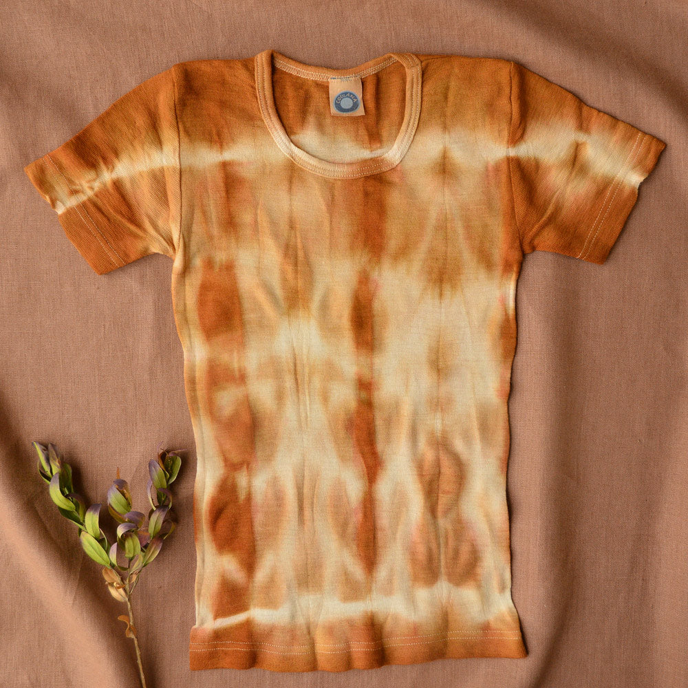 Child's Plant Dyed T-Shirt in 100% Organic Merino - Ochre (1-3y) *Last One!