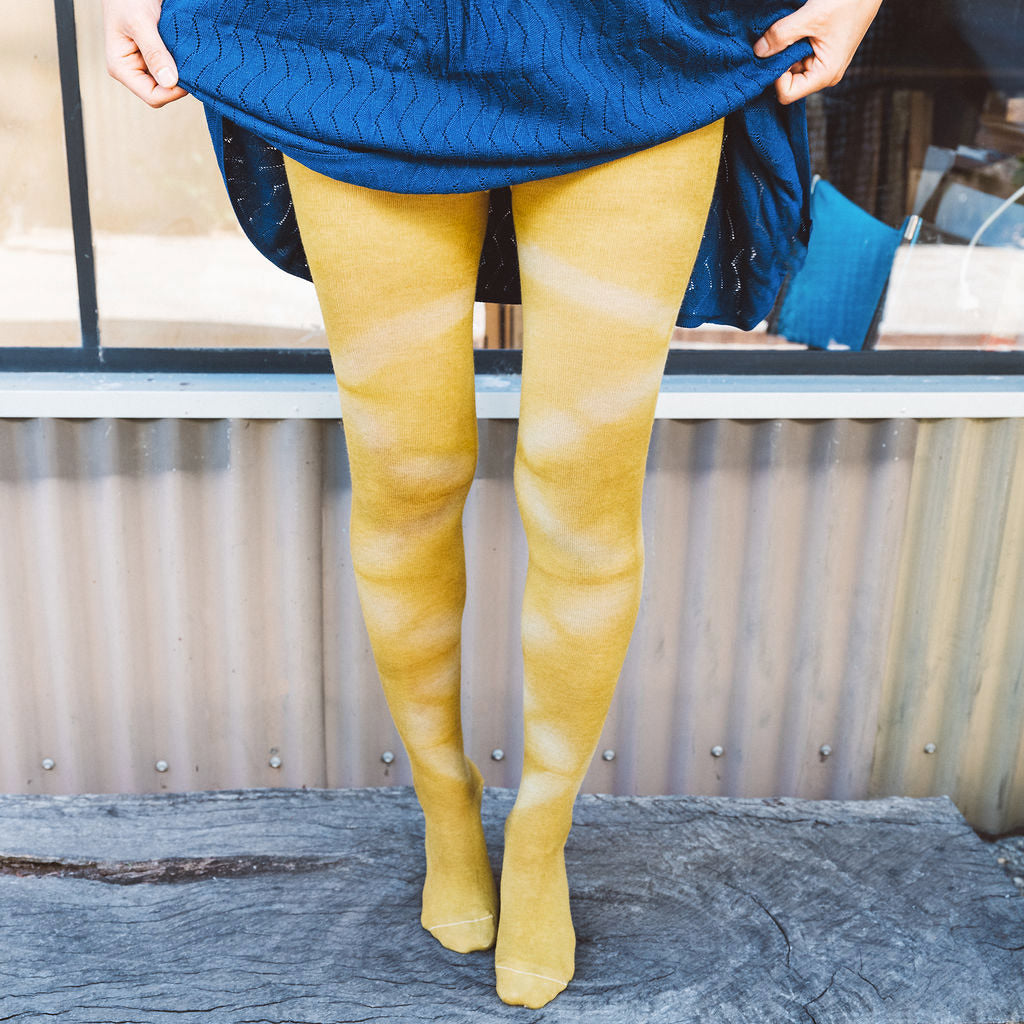 Plant Dyed Shibori Women's Organic Wool Tights