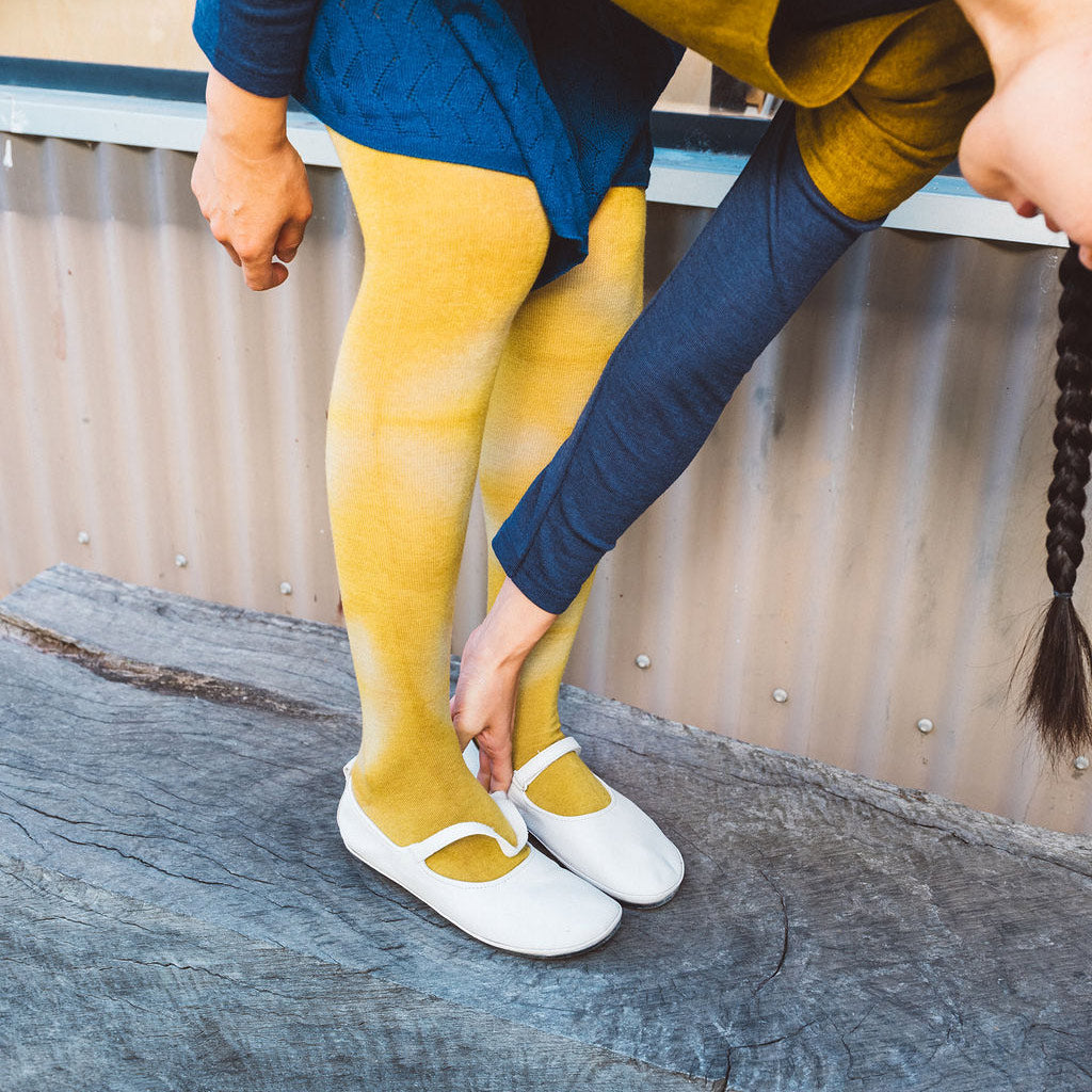 Plant Dyed Shibori Women's Organic Wool Tights