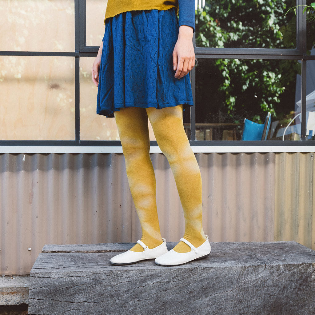 Plant Dyed Shibori Women's Organic Wool Tights