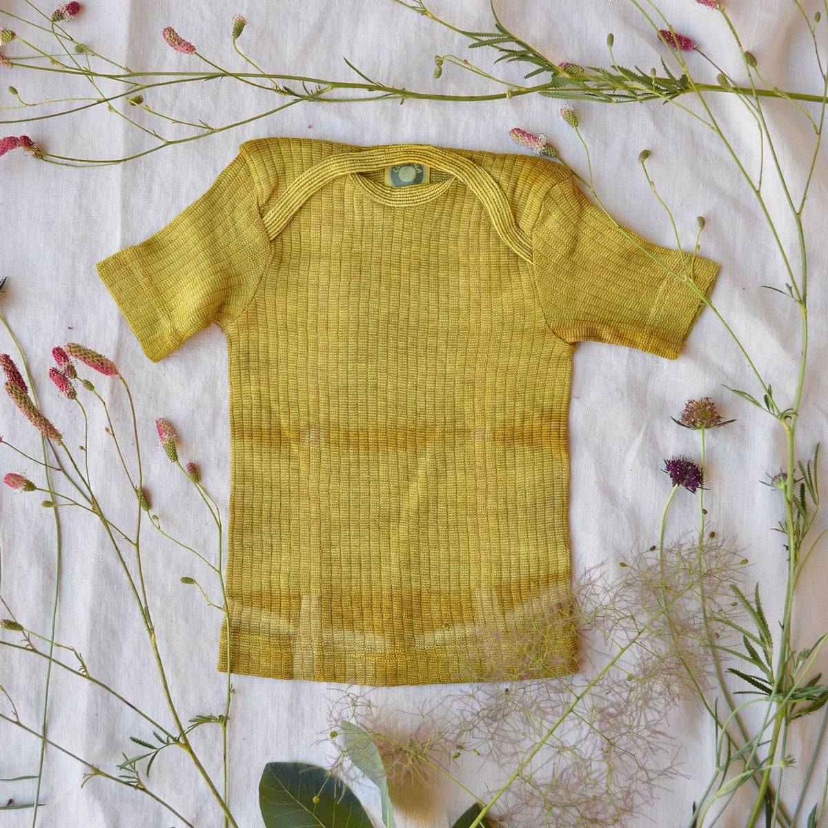 Baby Plant Dyed T-Shirt in Organic Cotton/Merino/Silk (3-24m)