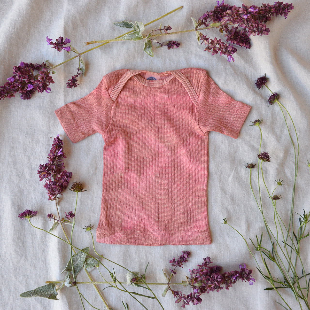Baby Plant Dyed T-Shirt in Organic Cotton/Merino/Silk (3-24m)