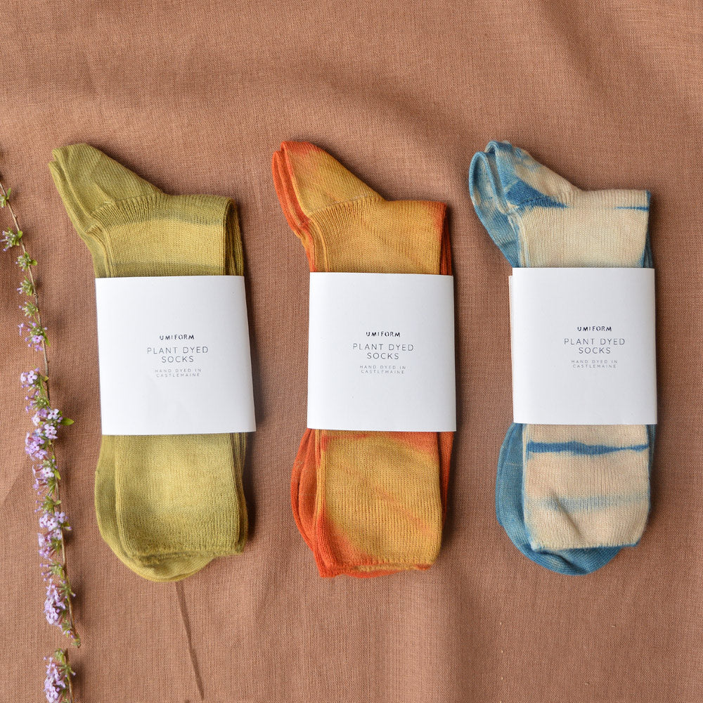 Plant Dyed Fine Organic Wool Socks - Shibori (36-45)
