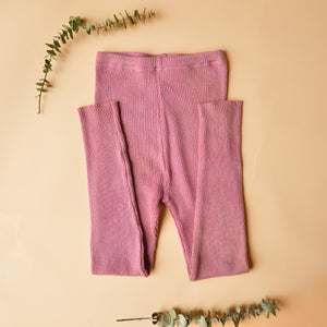 Plant Dyed  Fine Knitted Merino Rib 3/4 Length Leggings (Women 8-12)