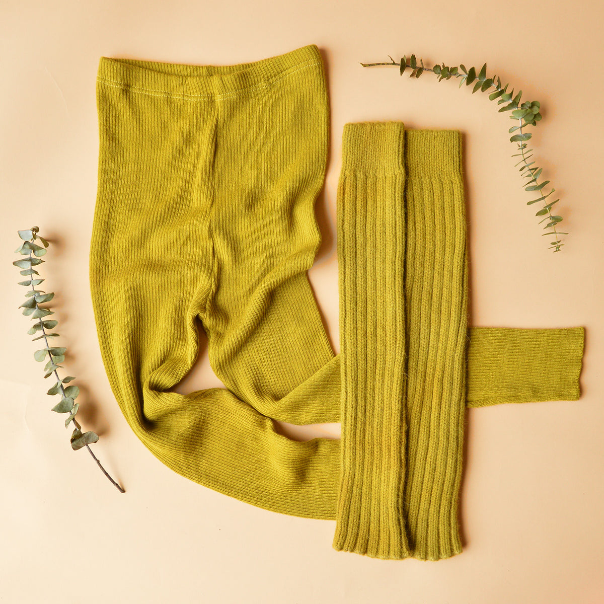 Plant Dyed  Fine Knitted Merino Rib 3/4 Length Leggings (Women 8-12) *Returning 2026