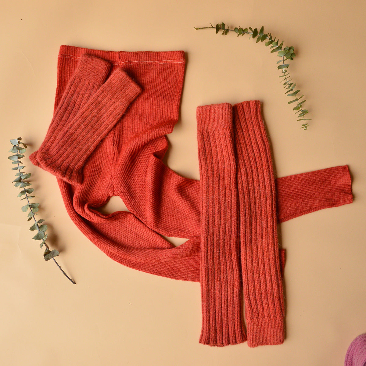 Plant Dyed  Fine Knitted Merino Rib 3/4 Length Leggings (Women 8-12) *Returning 2026