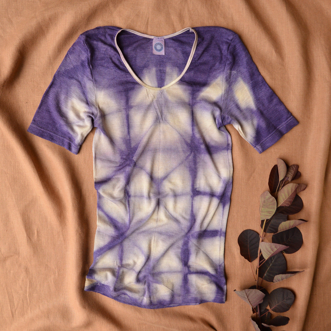 Women's Plant Dyed T-Shirt in Organic Merino/Silk - Elderberry