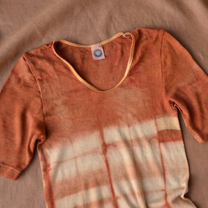 Women's Plant Dyed T-Shirt in Organic Merino/Silk - Red Ochre