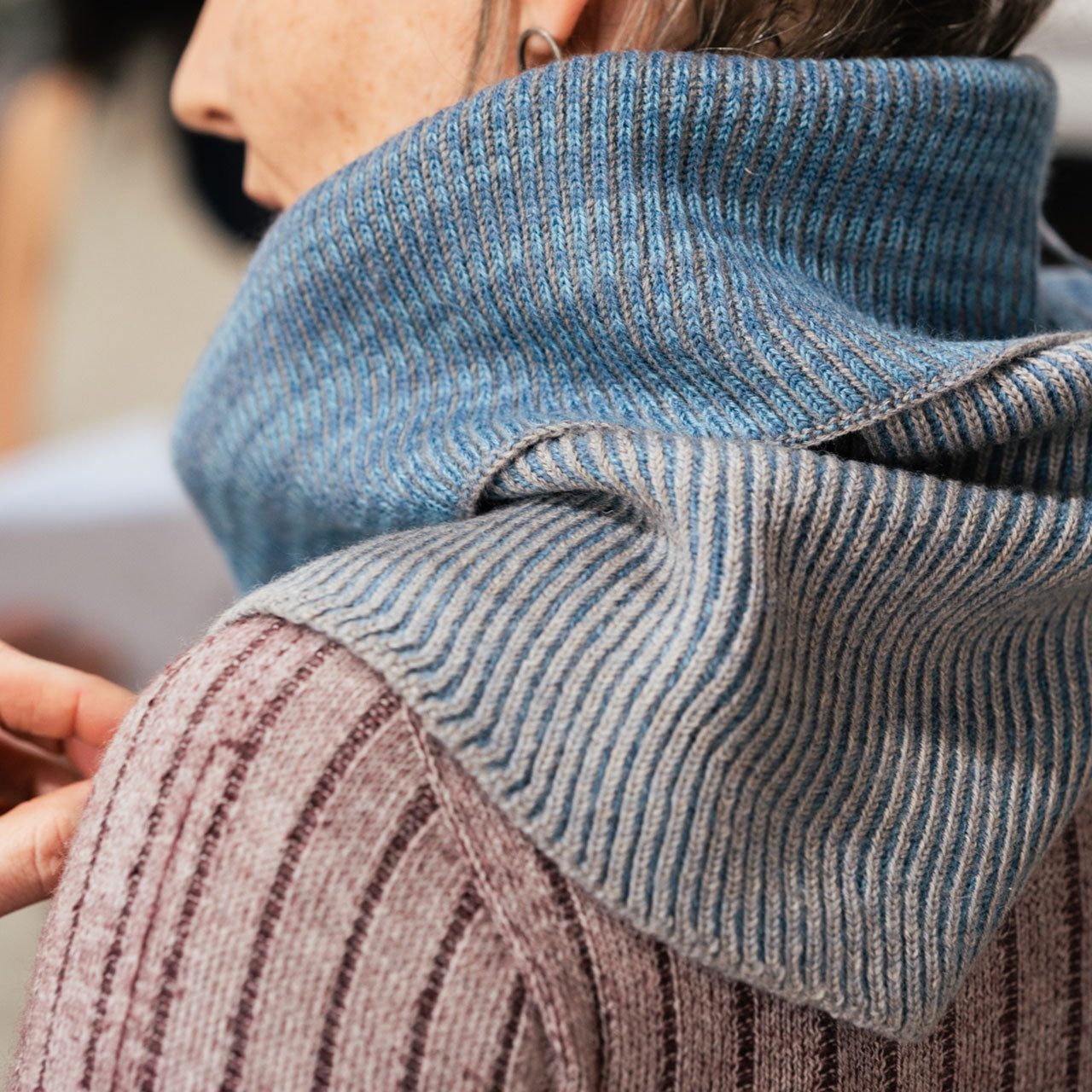 Brioche Split Cowl - 100% Extrafine Merino