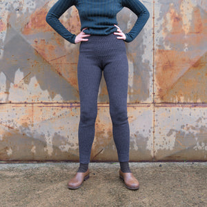 Harry Knitted Rib Leggings - 100% Extra Fine Merino - Anthracite