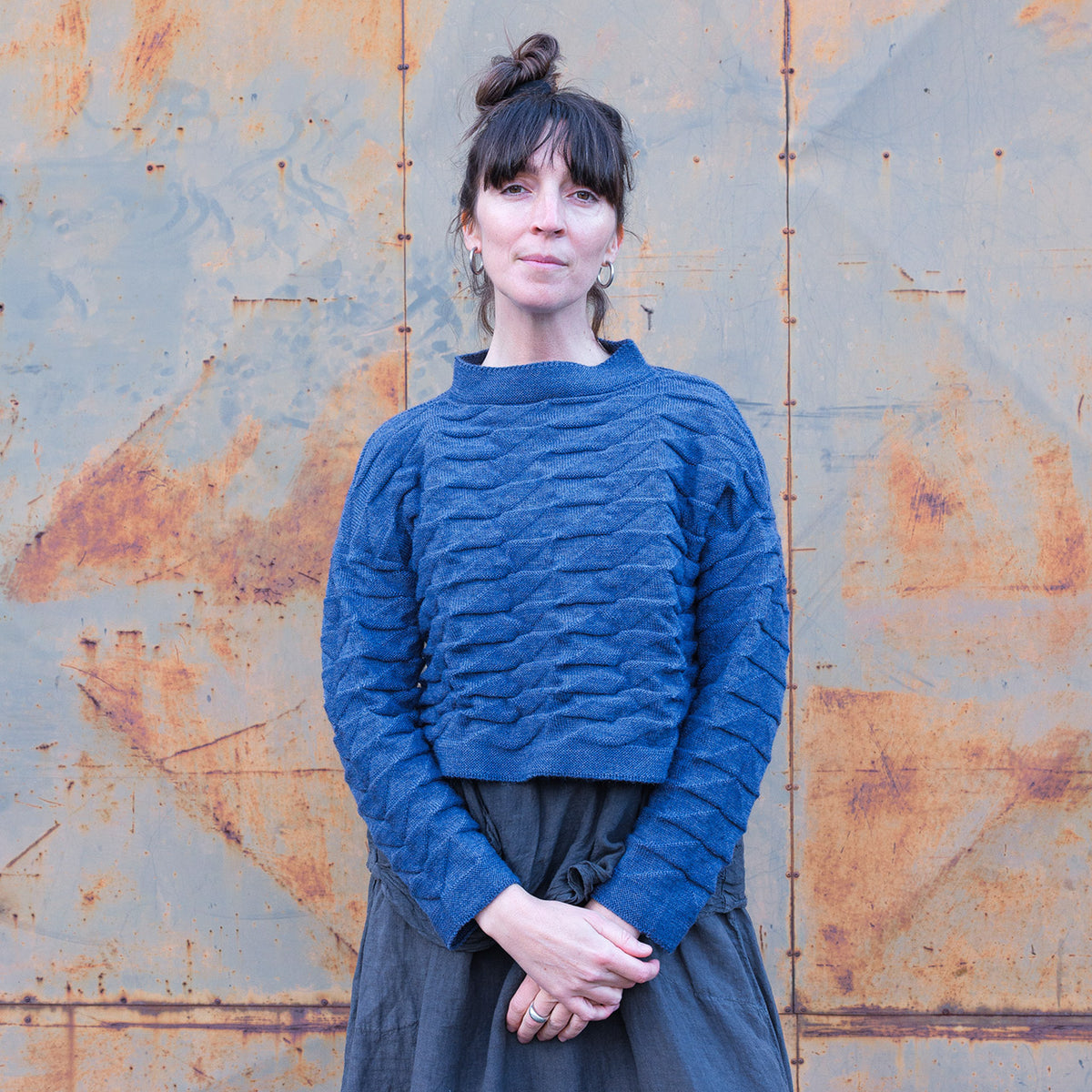 Helix Short Jumper - 100% Pure Wool - Blue