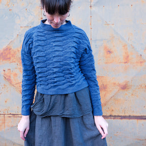Helix Short Jumper - 100% Pure Wool - Blue