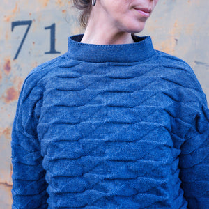 Helix Short Jumper - 100% Pure Wool - Blue