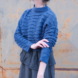 Helix Short Jumper - 100% Pure Wool - Blue
