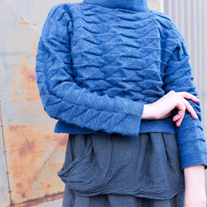 Helix Short Jumper - 100% Pure Wool - Blue