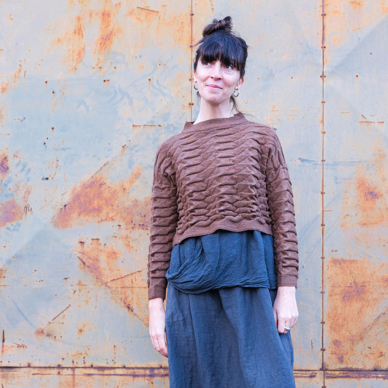 Helix Short Jumper - 100% Pure Wool - Chestnut