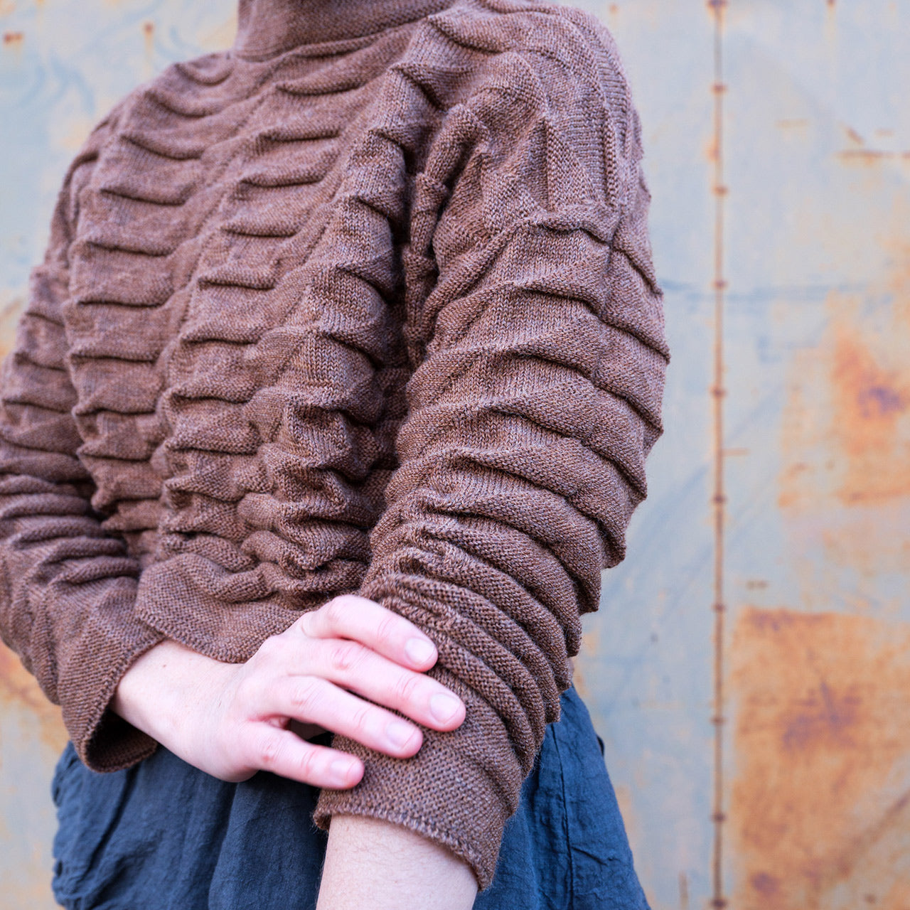 Helix Short Jumper - 100% Pure Wool - Chestnut