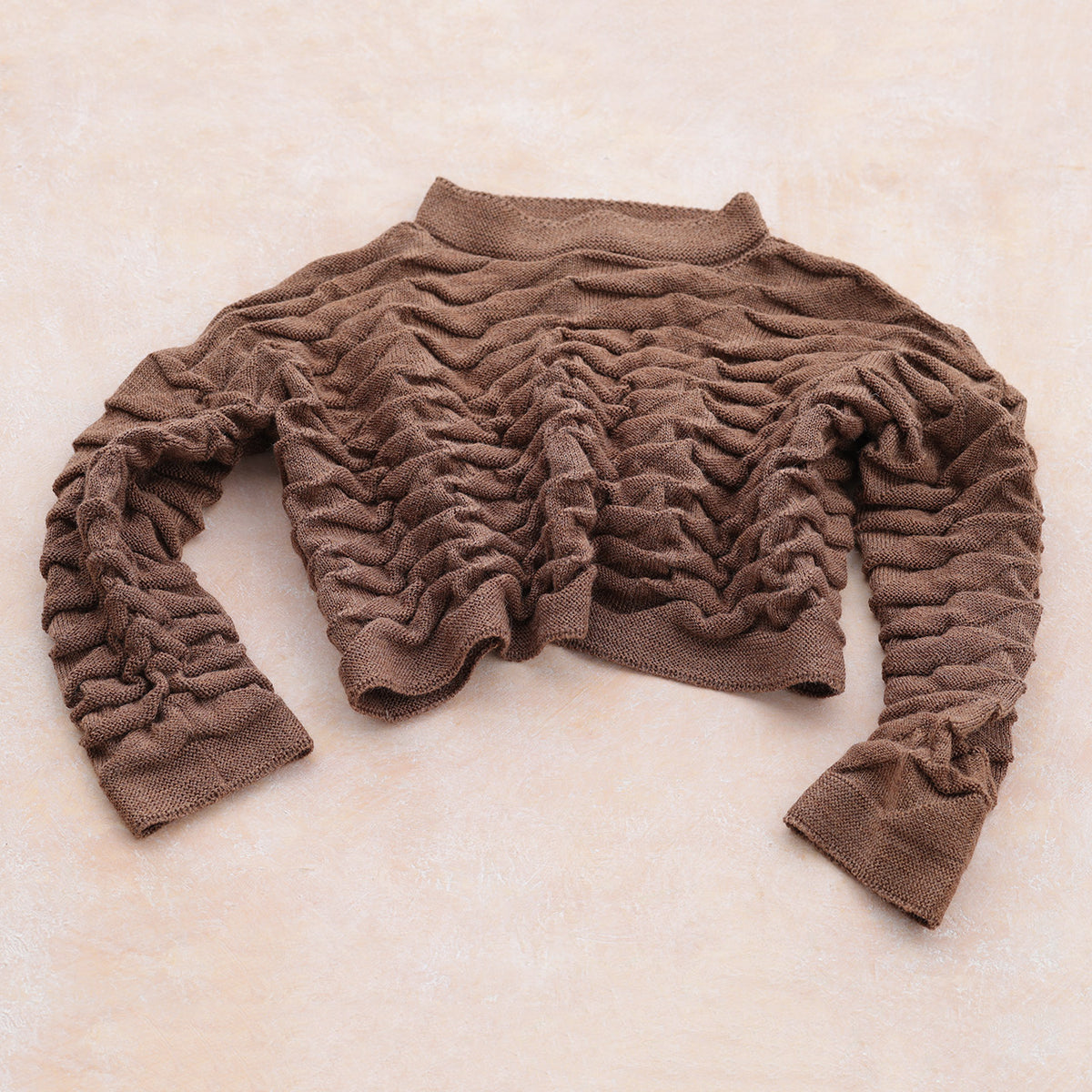 Helix Short Jumper - 100% Pure Wool - Chestnut
