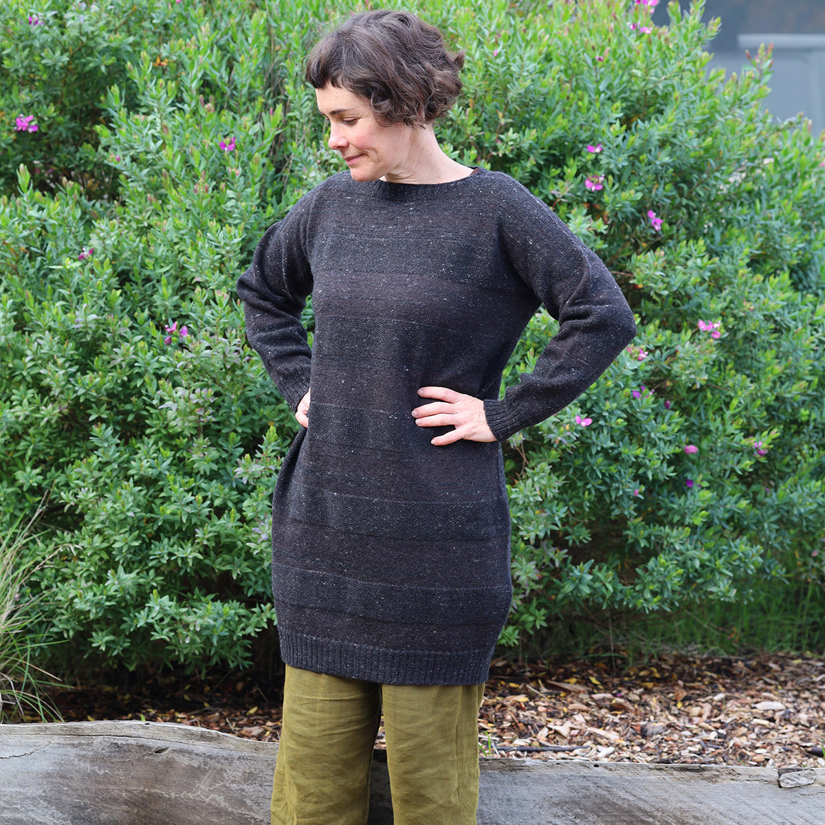 Moss Dress - Alpaca/Merino - Basalt Tweed