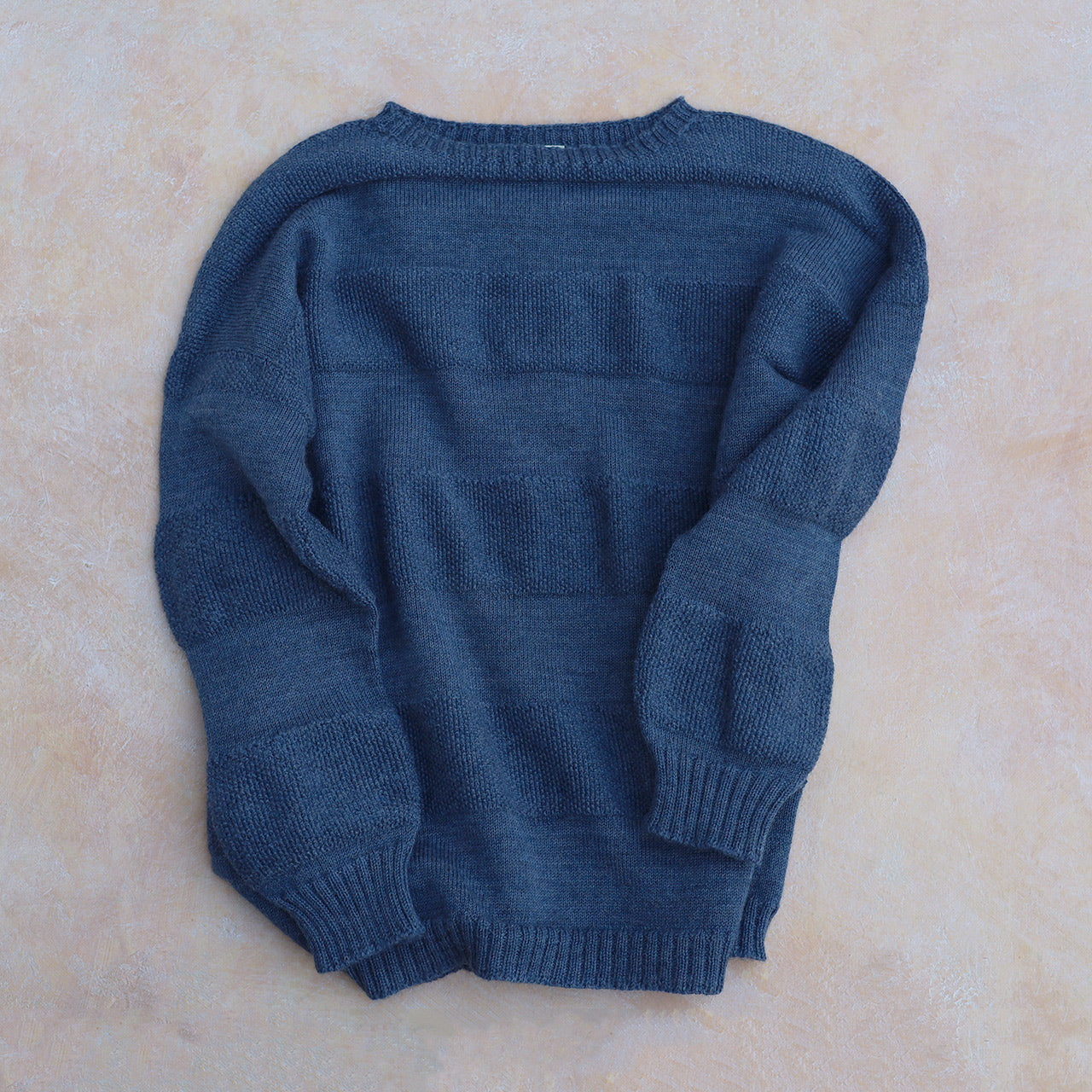 Moss Jumper - 100% Wool - Blue Melange