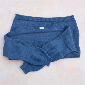 Moss Jumper - 100% Wool - Blue Melange