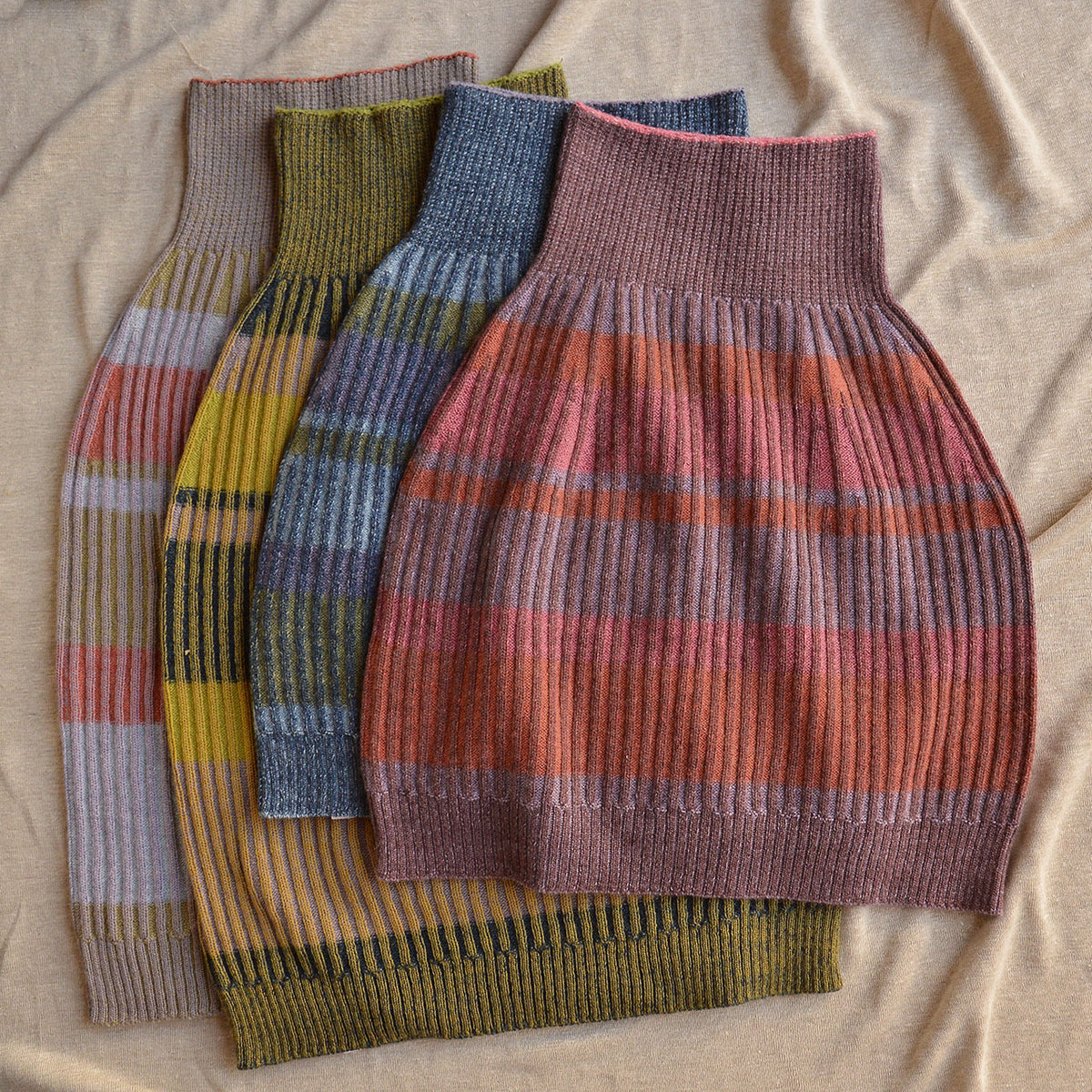 Womens Knitted Rib Skirt/Bellywarmer - Mini - 100% Plant Dyed Merino - Indigo