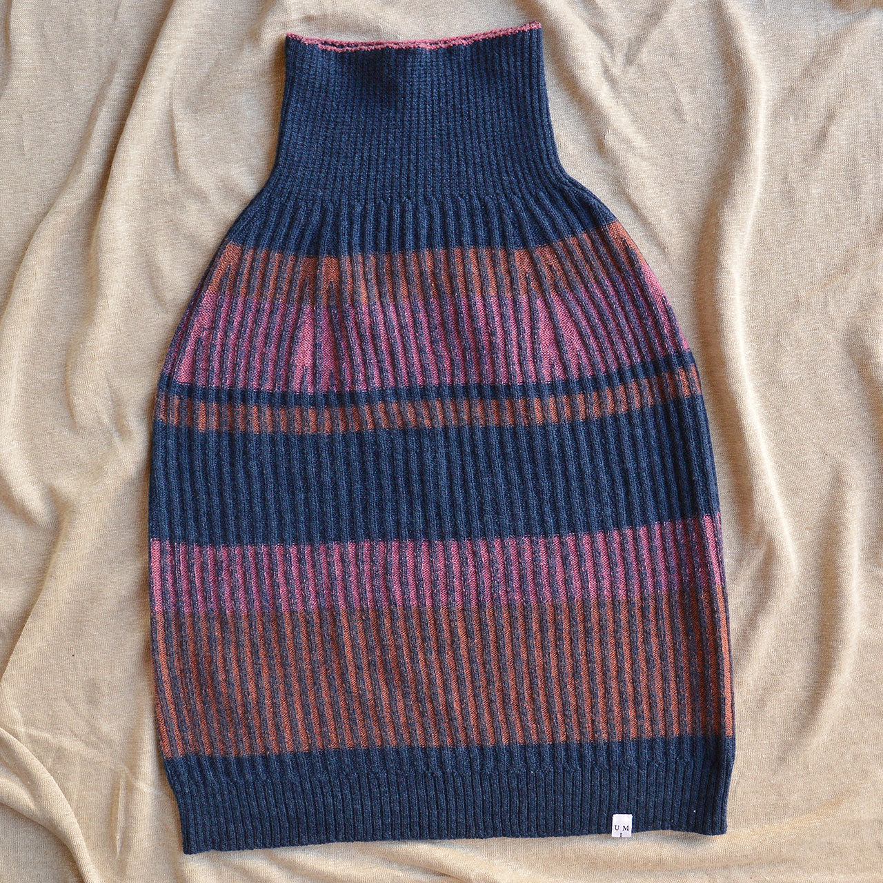 Womens Knitted Rib Skirt/Bellywarmer - Midi - 100% Plant Dyed Merino - Dark Indigo