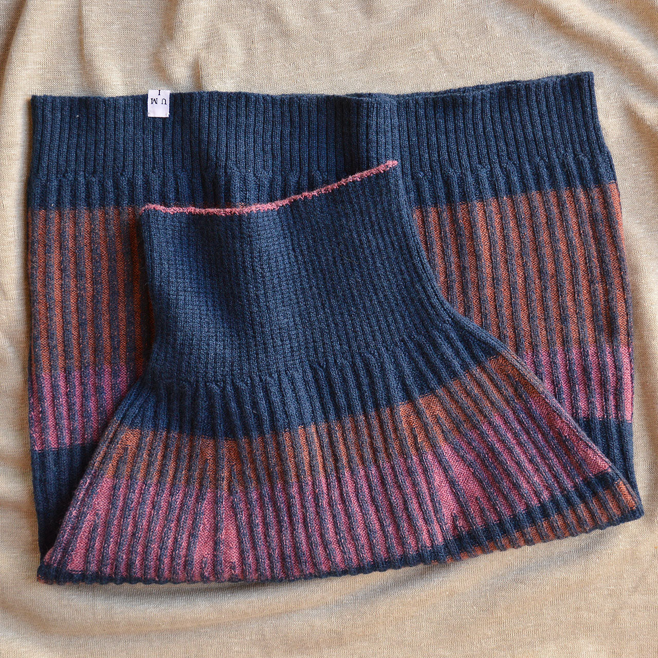 Womens Knitted Rib Skirt/Bellywarmer - Midi - 100% Plant Dyed Merino - Dark Indigo