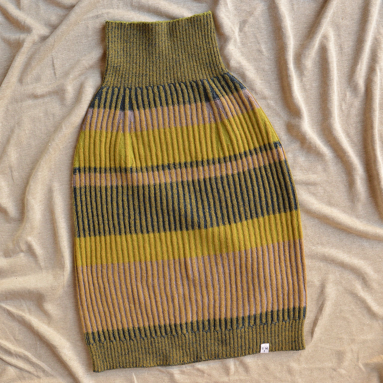 Womens Knitted Rib Skirt/Bellywarmer - Midi - 100% Plant Dyed Merino - Mustard
