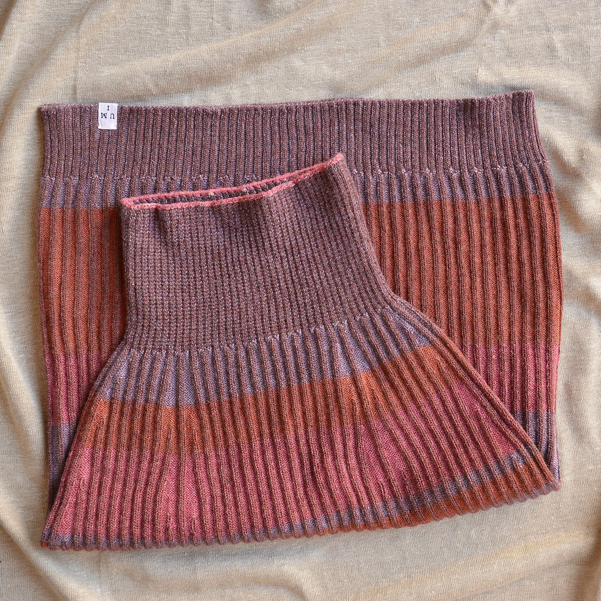 Womens Knitted Rib Skirt/Bellywarmer - Midi - 100% Plant Dyed Merino - Pink Madder