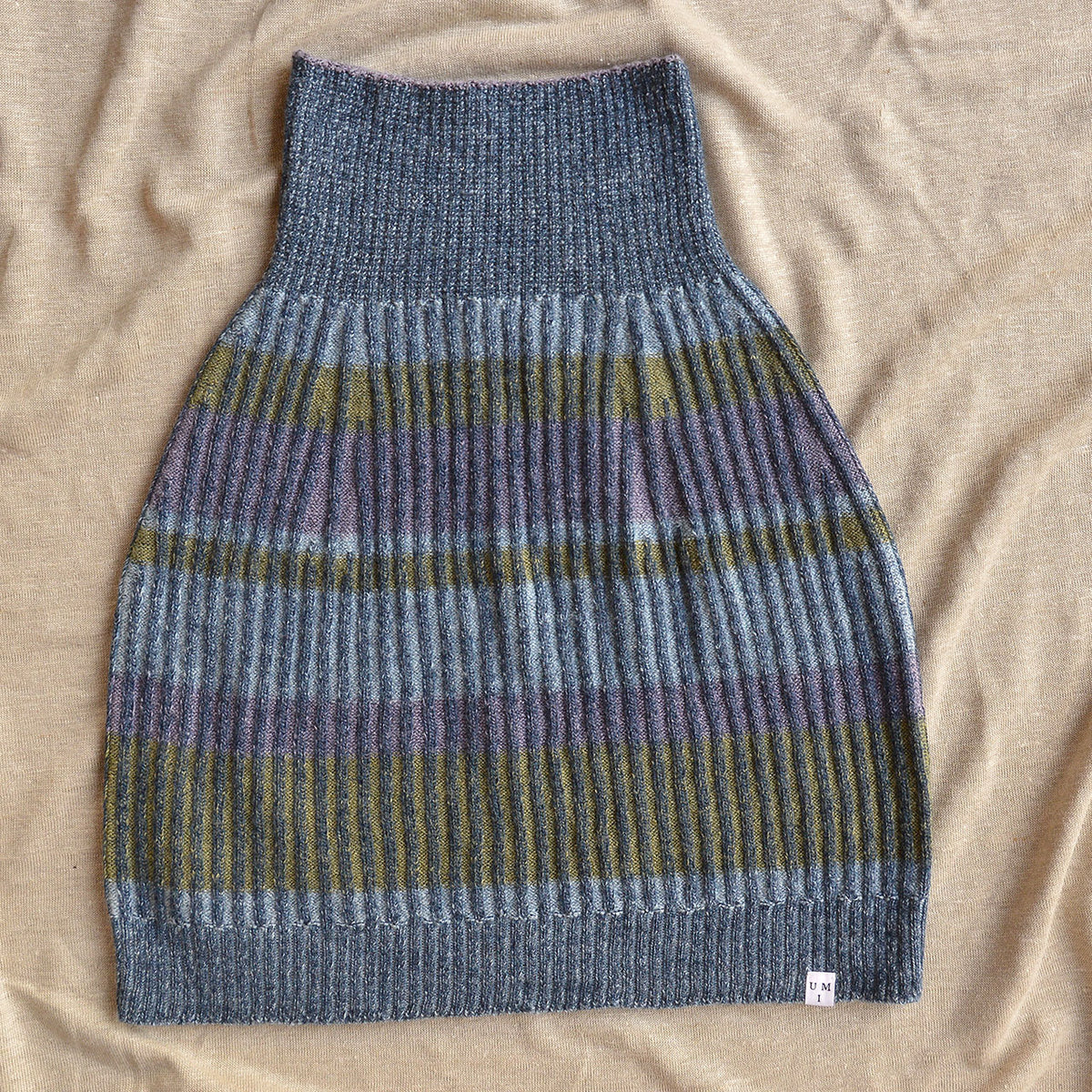 Womens Knitted Rib Skirt/Bellywarmer - Mini - 100% Plant Dyed Merino - Indigo