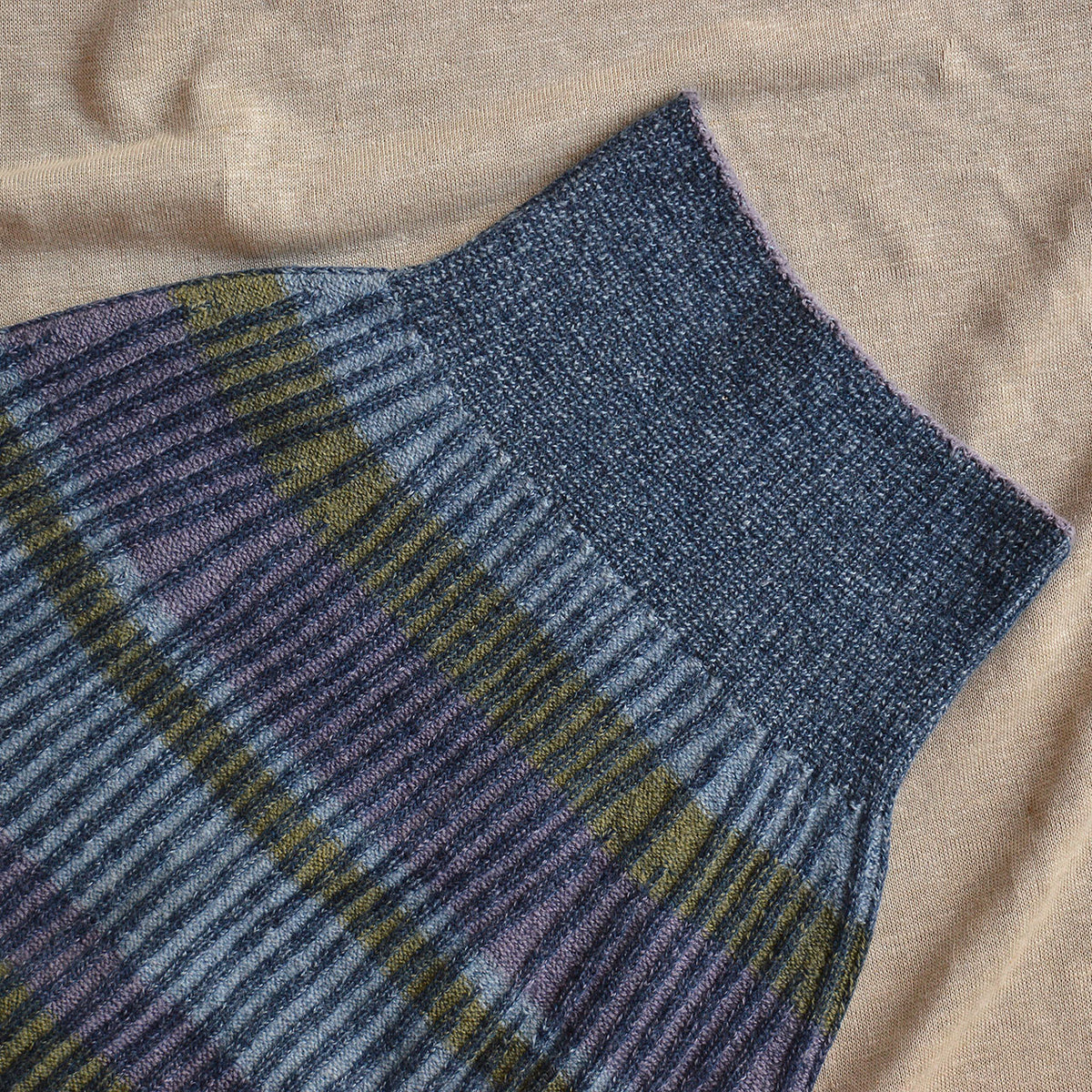 Womens Knitted Rib Skirt/Bellywarmer - Mini - 100% Plant Dyed Merino - Indigo