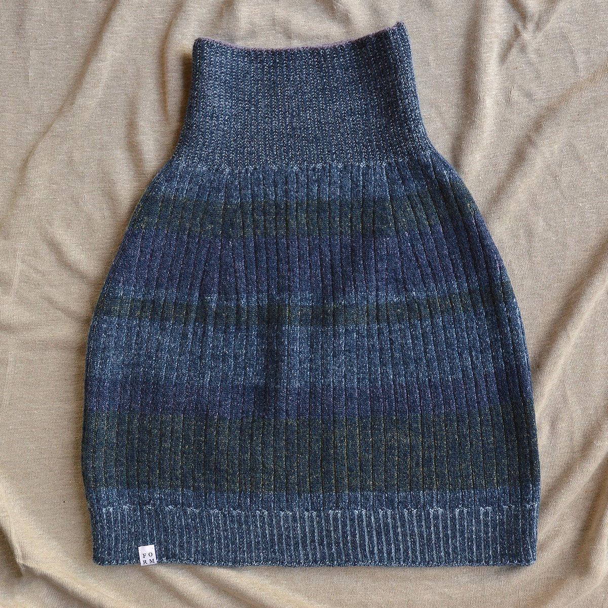 Womens Knitted Rib Skirt/Bellywarmer - Mini - 100% Plant Dyed Merino - Indigo