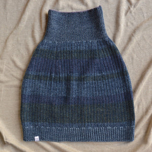 Womens Knitted Rib Skirt/Bellywarmer - Mini - 100% Plant Dyed Merino - Indigo