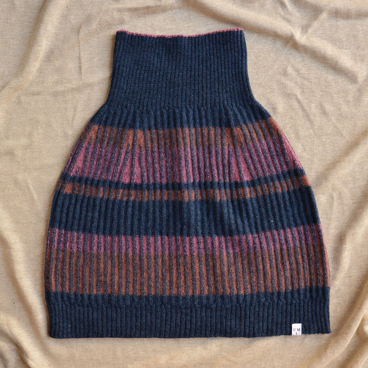 Womens Knitted Rib Skirt/Bellywarmer - Mini - 100% Plant Dyed Merino - Dark Indigo