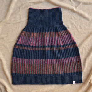 Womens Knitted Rib Skirt/Bellywarmer - Mini - 100% Plant Dyed Merino - Dark Indigo