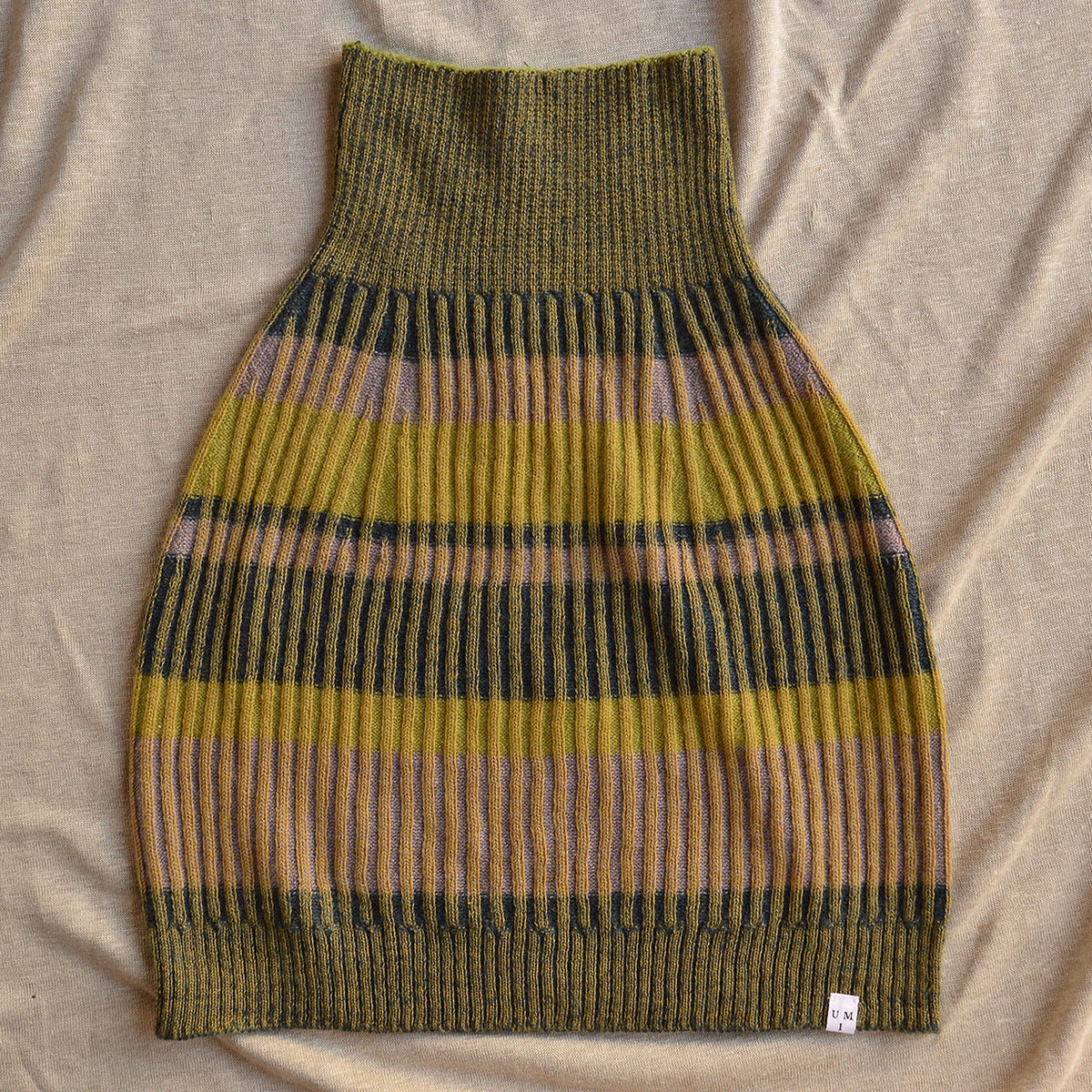 Womens Knitted Rib Skirt/Bellywarmer - Mini - 100% Plant Dyed Merino - Mustard