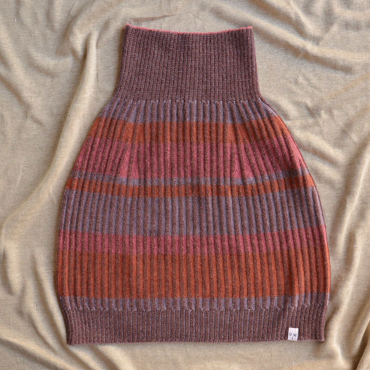 Womens Knitted Rib Skirt/Bellywarmer - Mini - 100% Plant Dyed Merino - Pink Madder