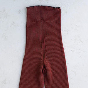Harry Knitted Rib Leggings - 100% Extra Fine Merino - Russet (S-L)