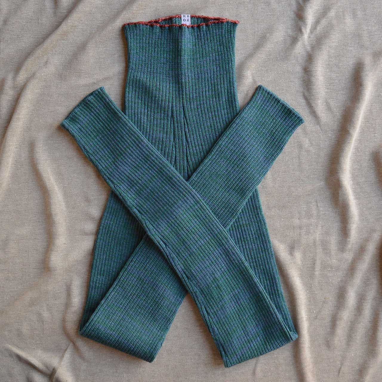 Womens Knitted Rib Leggings - 100% Extra Fine Merino - Ocean Marl (XS-XL)