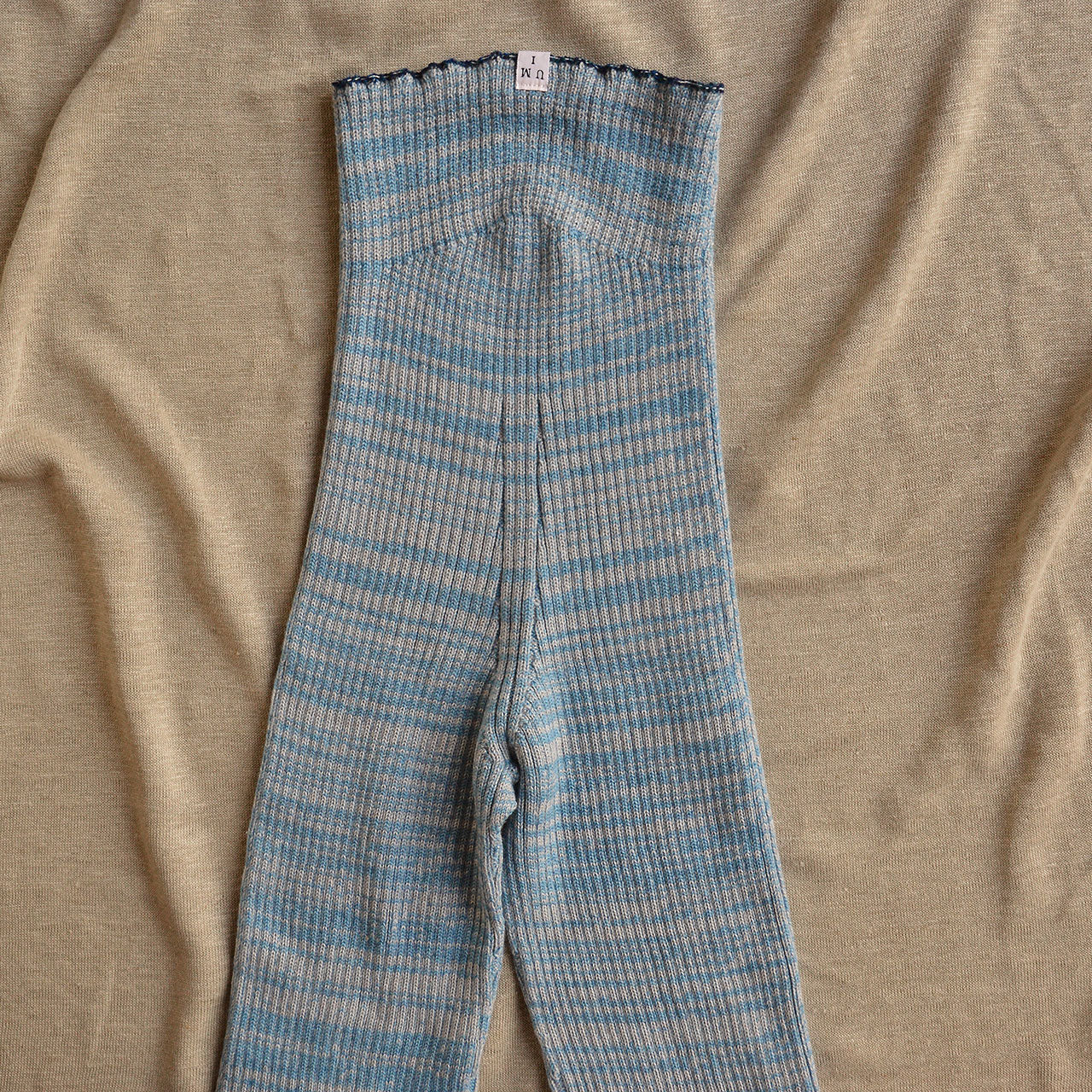 Womens Knitted Rib Leggings - 100% Extra Fine Merino - Sky Marl (XS-XL)