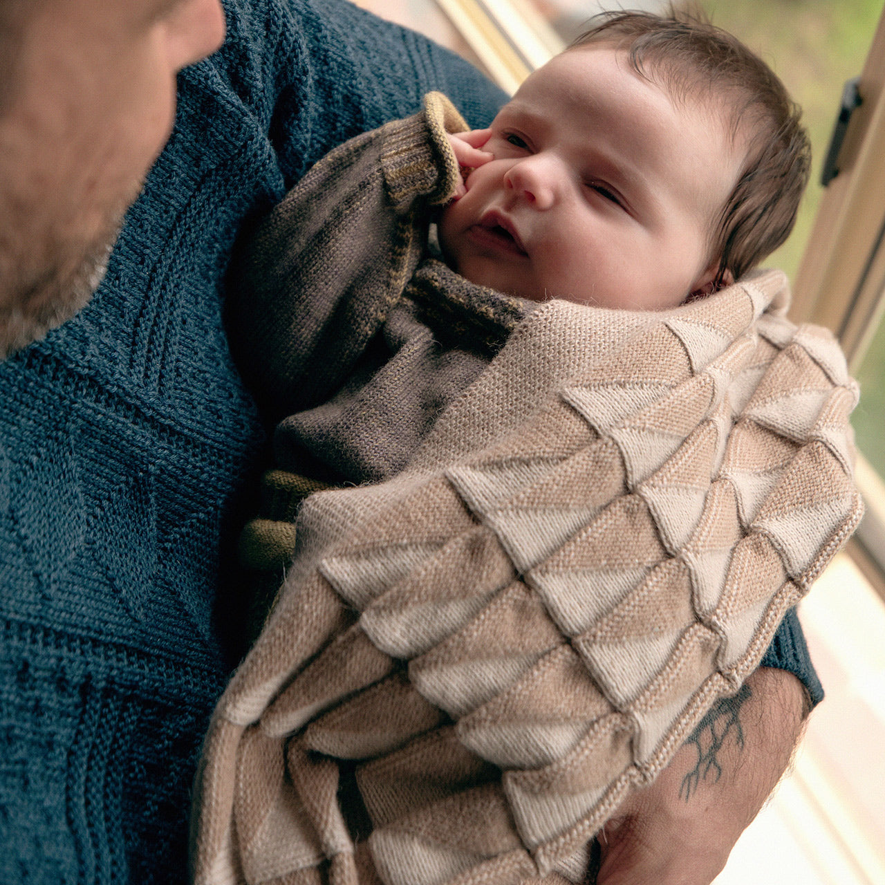 Baby Blanket Chunky Triangles - Alpaca/Organic Merino (96x80m)